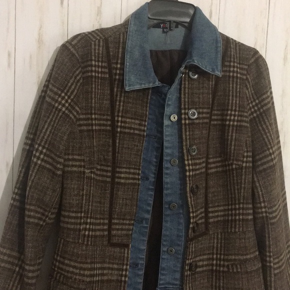 Yest Finnish brand plaid jacket blazer with denim - Picture 4 of 8